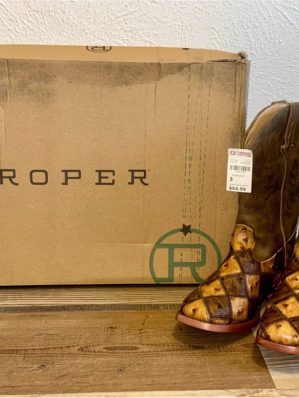 Roper Kids size 3 Brown Leather Western Boots